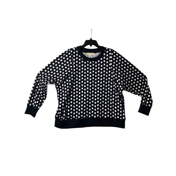 Michael Michael Kors Women Size 3X Black White Square Pattern Top Blouse - Picture 1 of 10